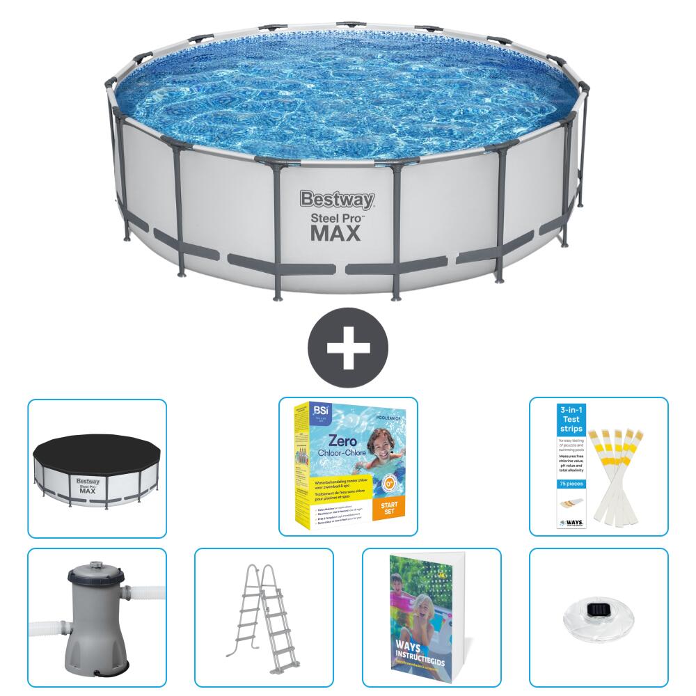 BESTWAY Basen Steel Pro MAX Okrągły - 488x122 cm - 8-częściowy S526