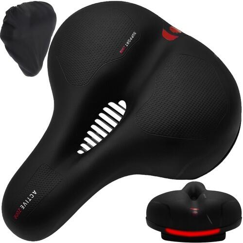 Siodło rowerowe Comfort Foam Damskie/Męskie - Czarne - Z pokrowcem na siodło