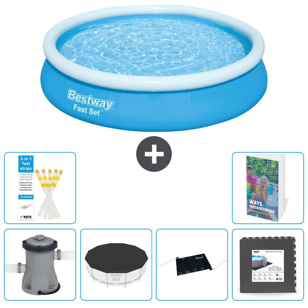 BESTWAY Basen Fast Set Okrągły - 366x76 cm - 7-częściowy S195
