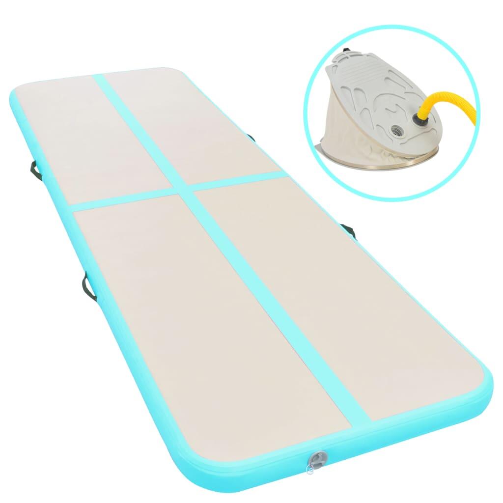 VidaXL Mata Gimnastyczna Nadmuchiwana 600 x 100 x 10 cm PVC Szaro/Zielona