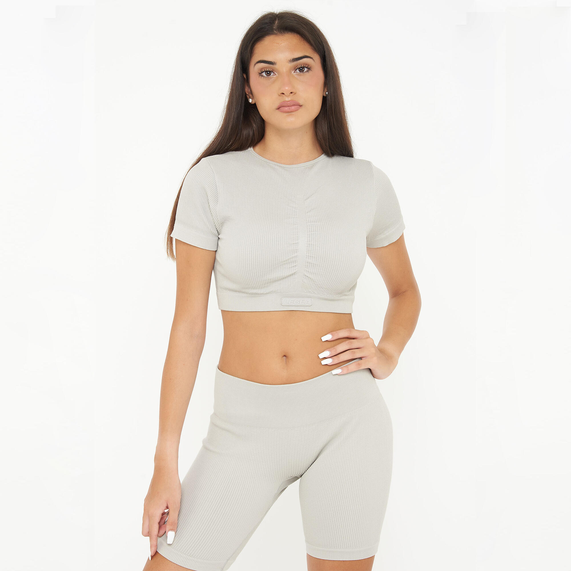 Crop top treningowy damski WAY krótki rękaw