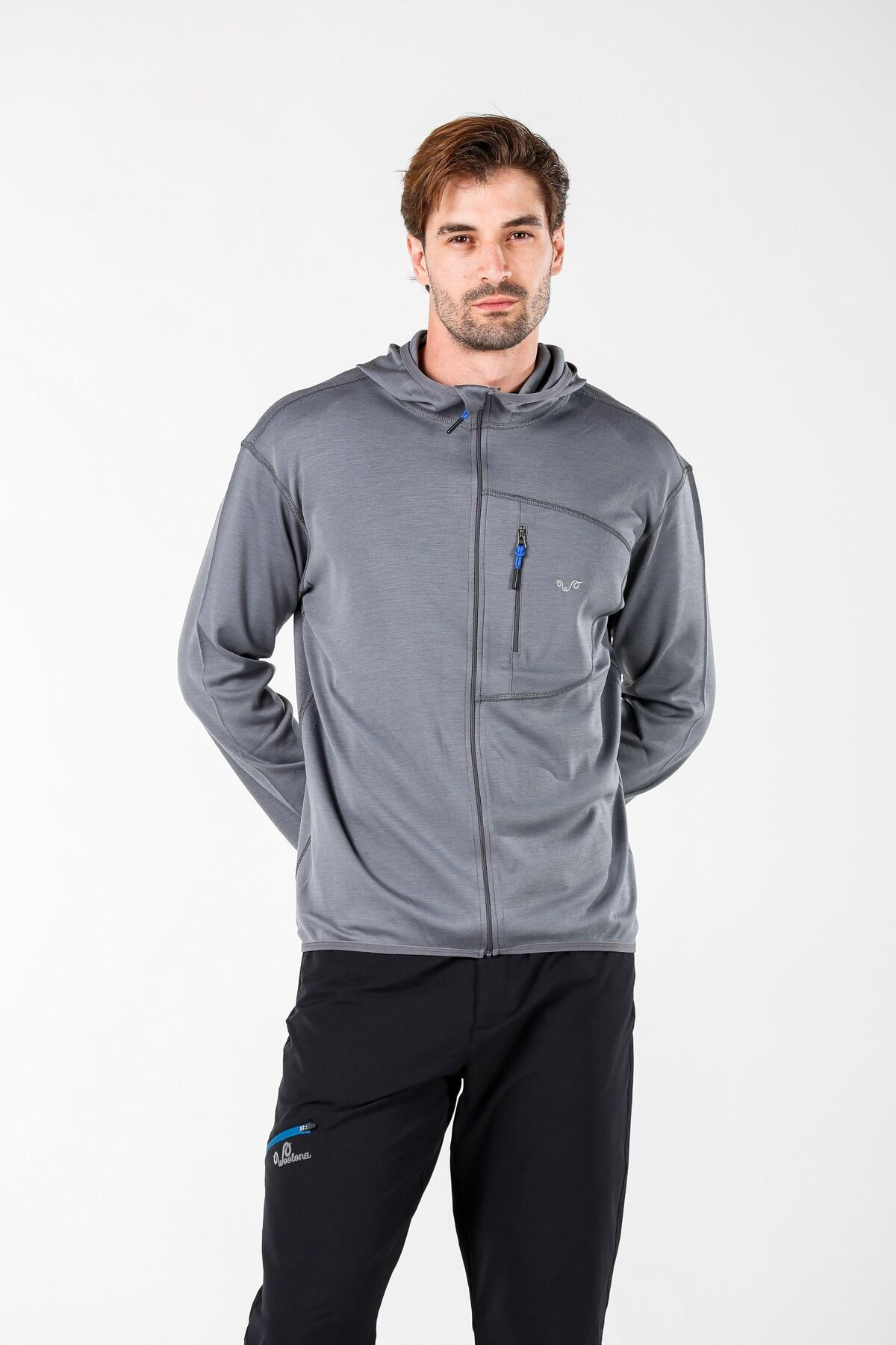 Męska Bluza z Kapturem z 100% Wełny Merino - Maestro/Woolona