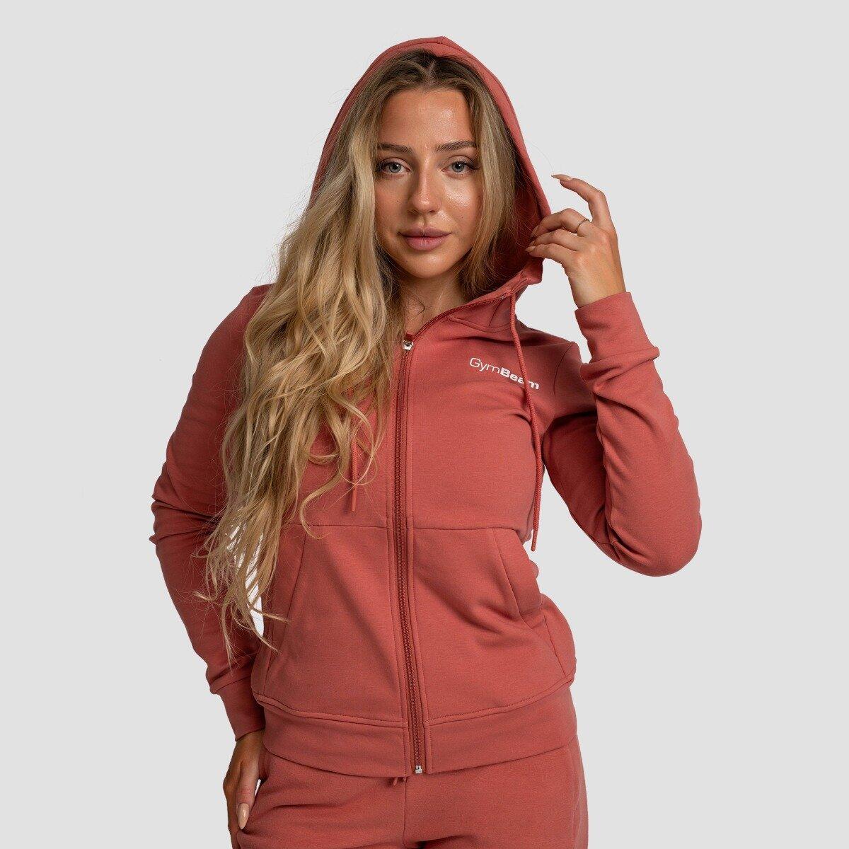 Bluza damska fitness z kapturem cynamonowa Limitless Zip Up