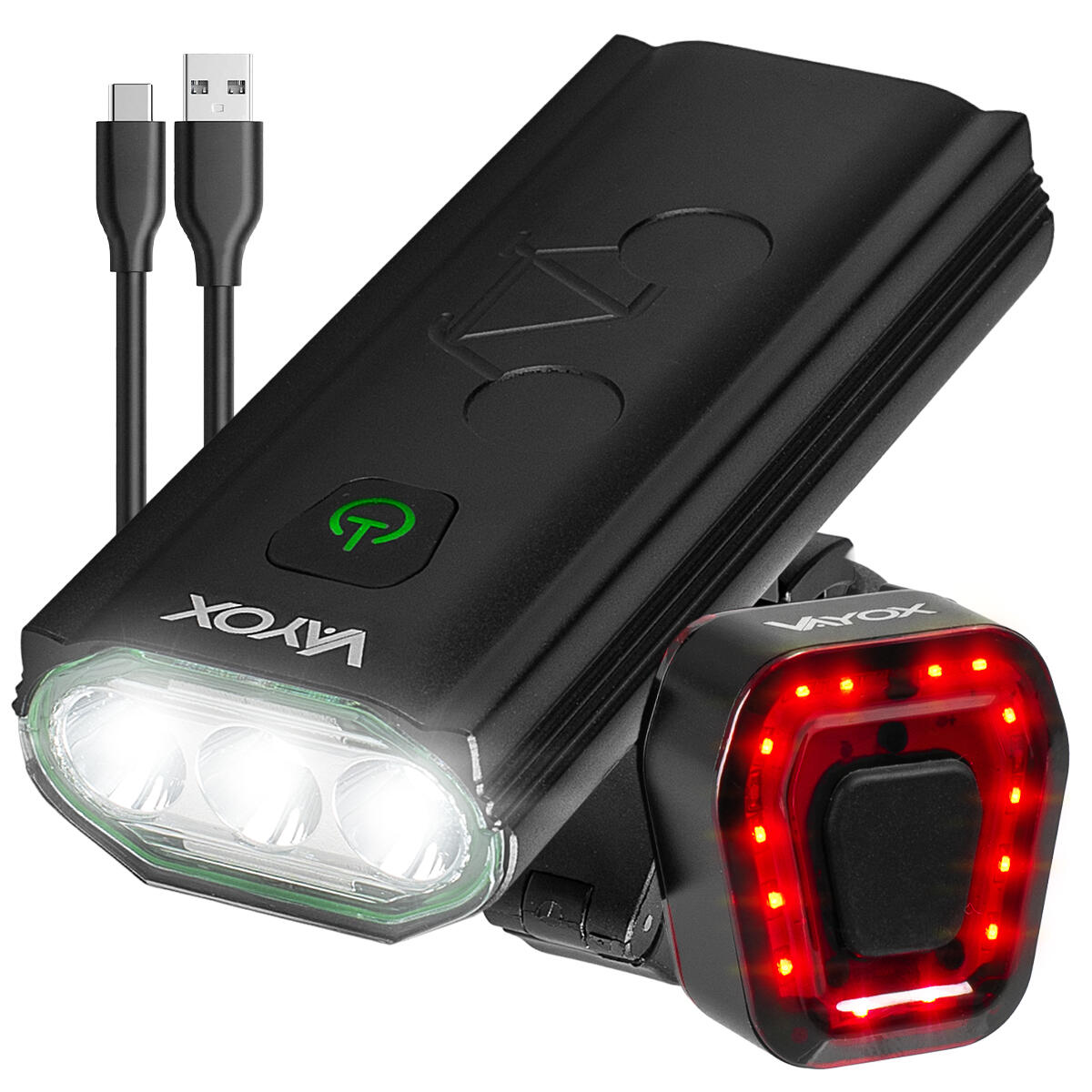 Zestaw lampek rowerowych VAYOX VA0112 + VA0048 przednia i tylna Powerbank