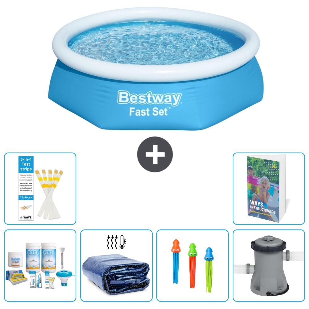 BESTWAY Basen Fast Set Okrągły - 244x61 cm - 7-częściowy S108