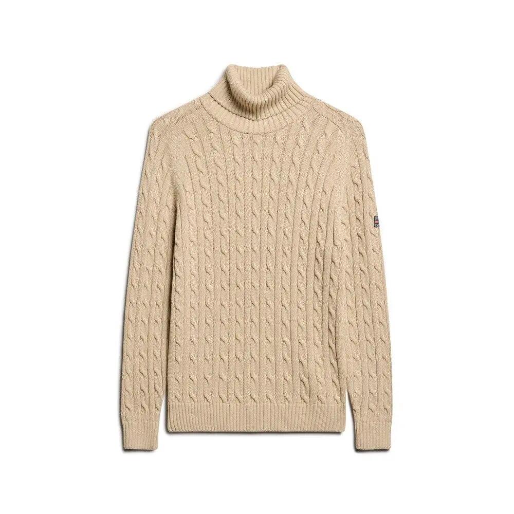 Sweter na plecionce z golfem damski Superdry