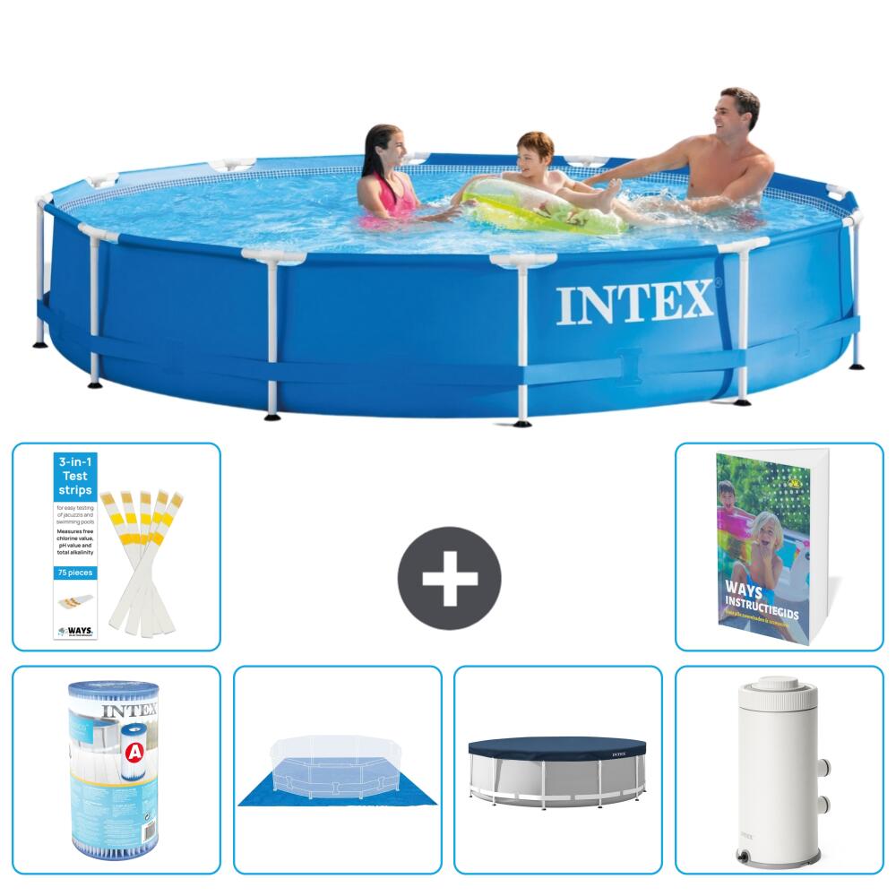 INTEX Basen ze stelażem Okrągły - 366x76 cm - 7-częściowy S72