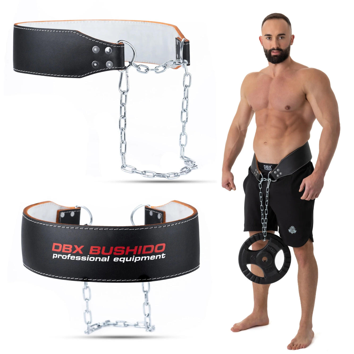 Pas obciążeniowy dip belt ze skóry naturalnej DBX Bushido