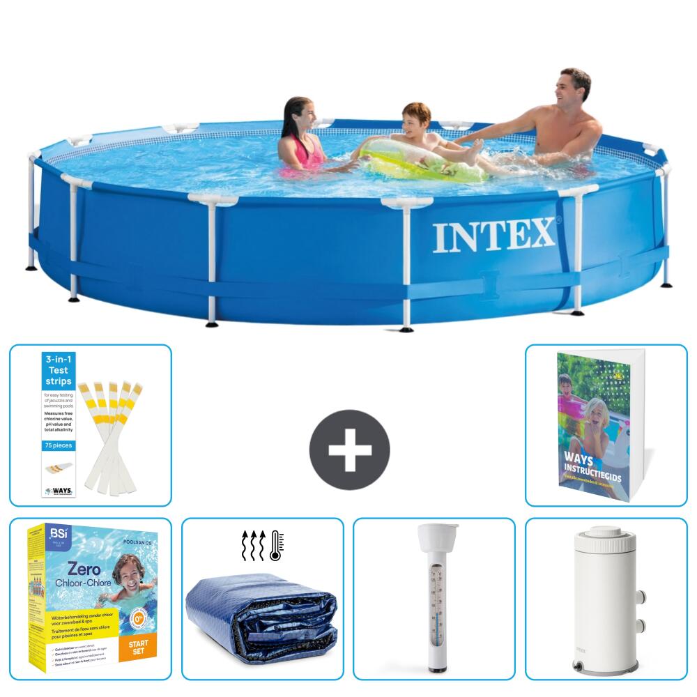 INTEX Basen ze stelażem Okrągły - 366x76 cm - 7-częściowy S10