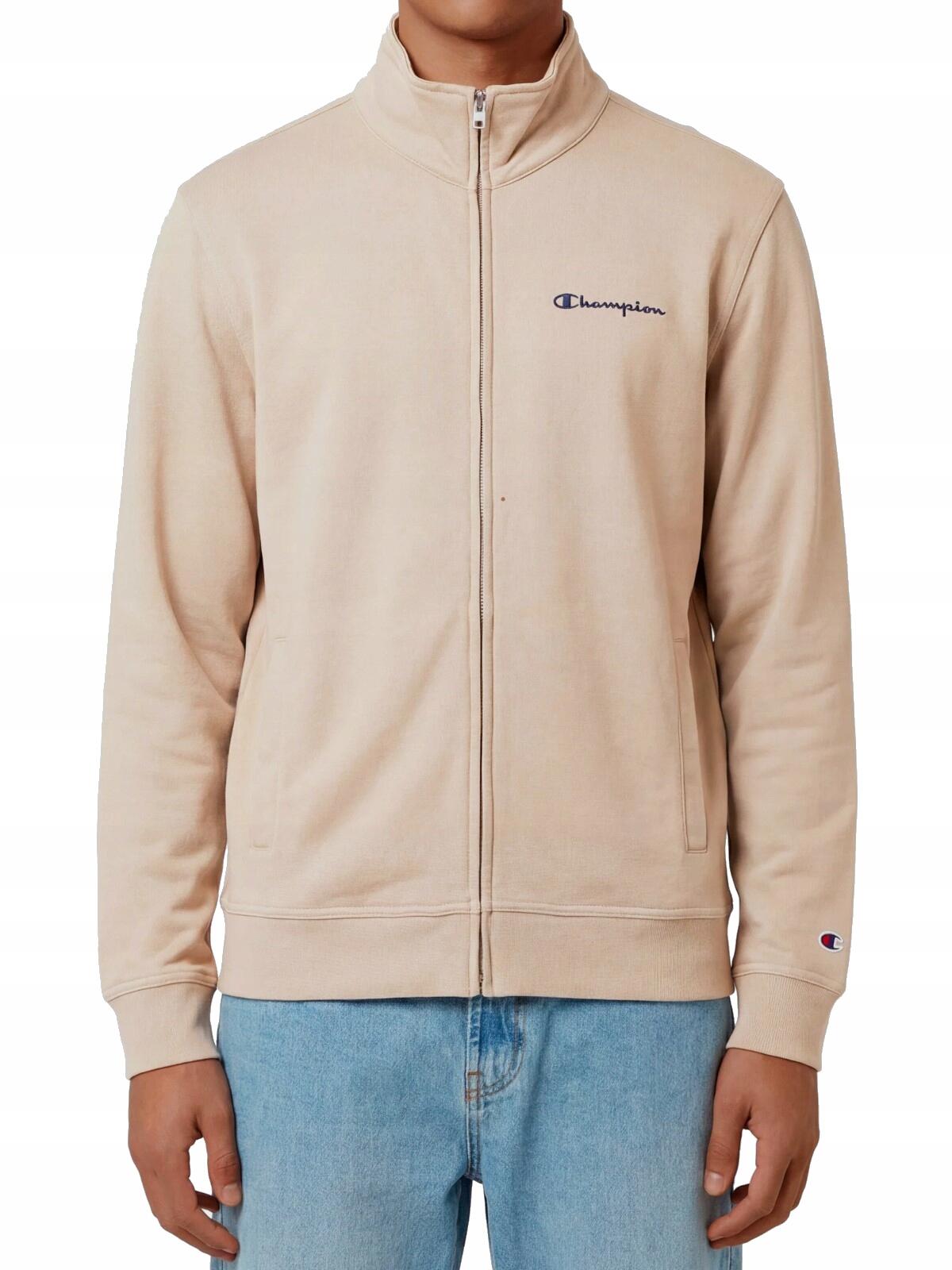 BLUZA męska CHAMPION 222167-MS041 beżowa na zamek sportowa bez kaptura XL