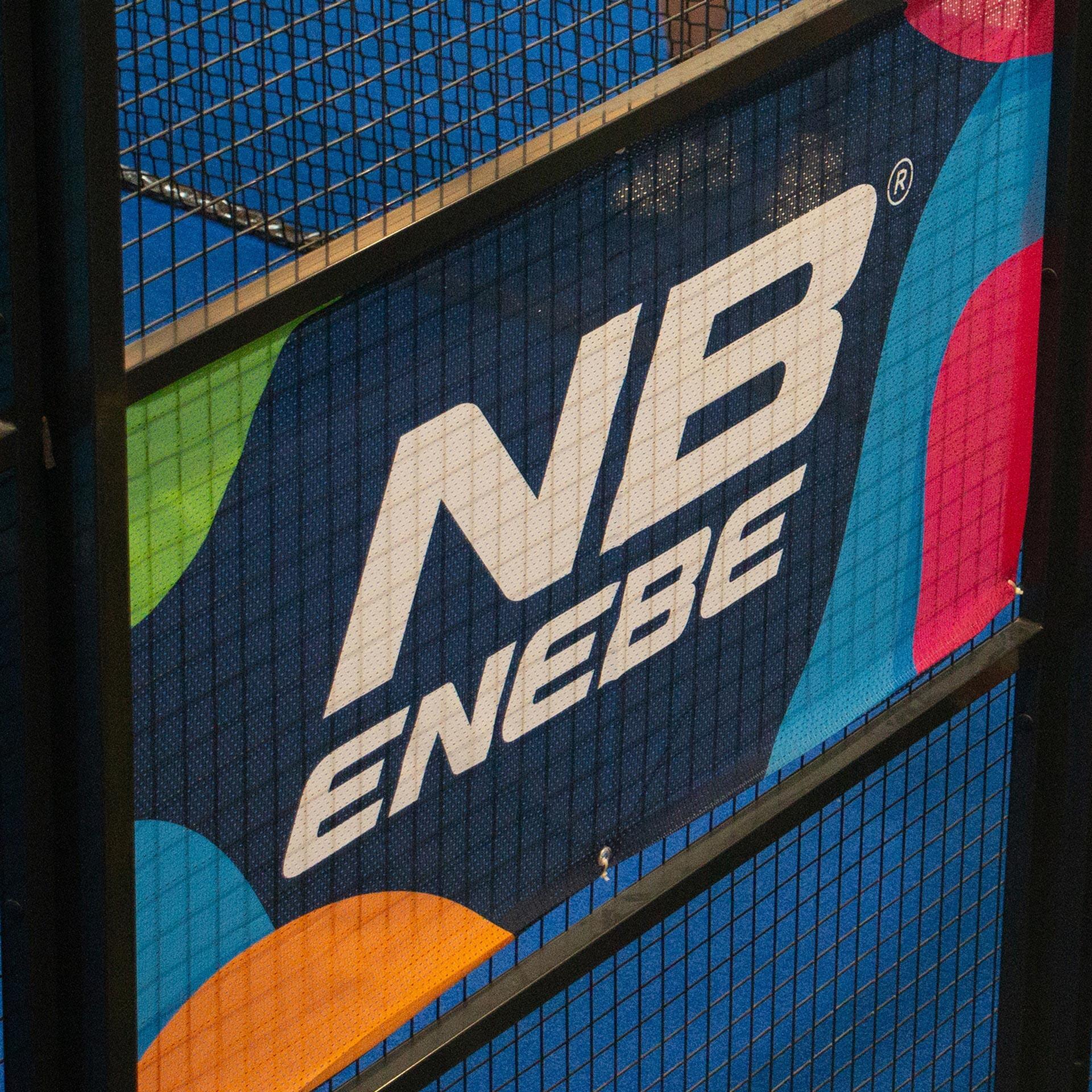 Tekstylne płótno reklamowe Enebe wielokolorowe niebieskie 1800x900 mm