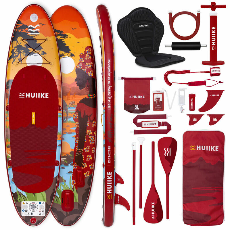 Deska Sup Nadmuchiwana 10’ Przekształcana w Kajak, do 130 kg, Bordowa