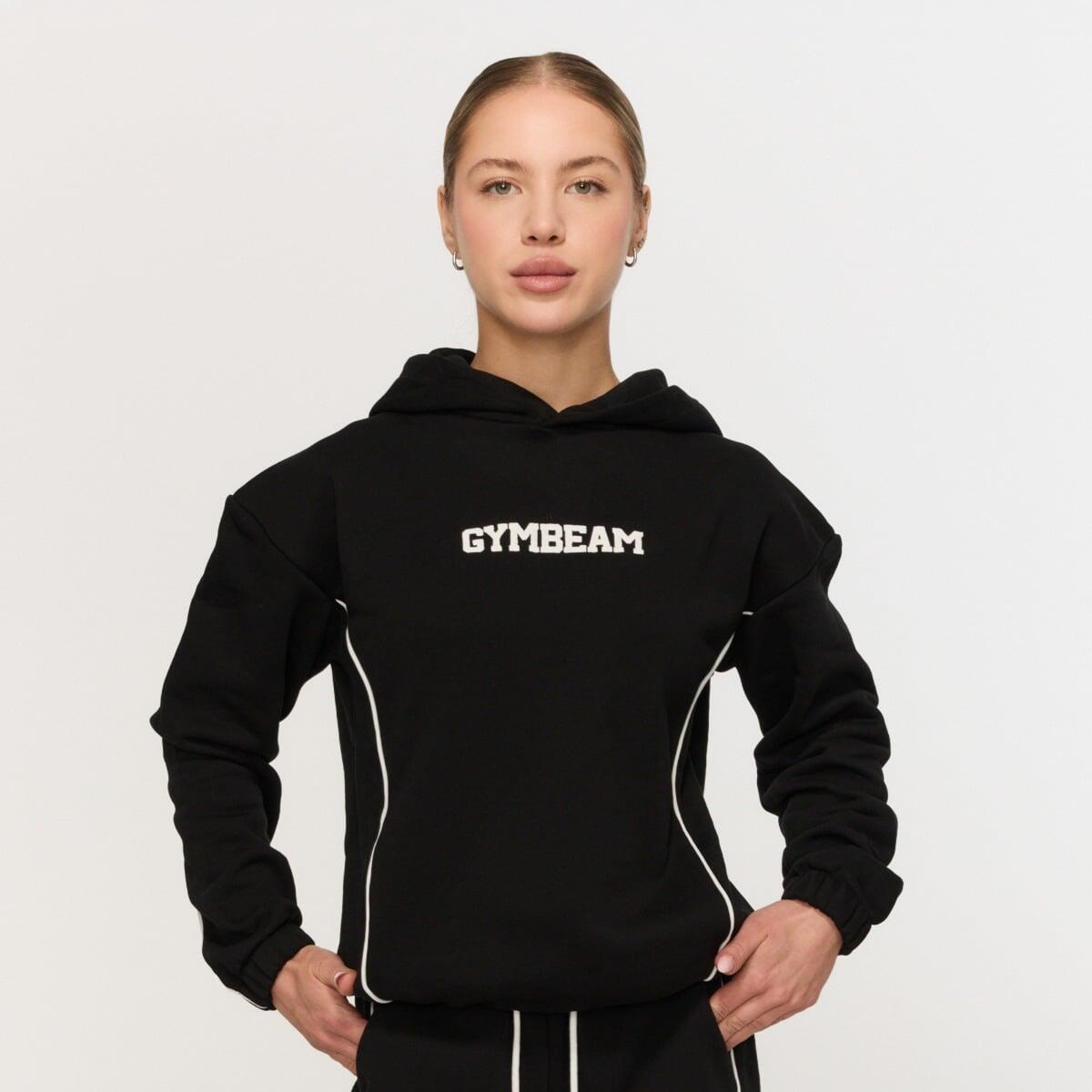 Bluza damska fitness z kapturem czarna Varsity