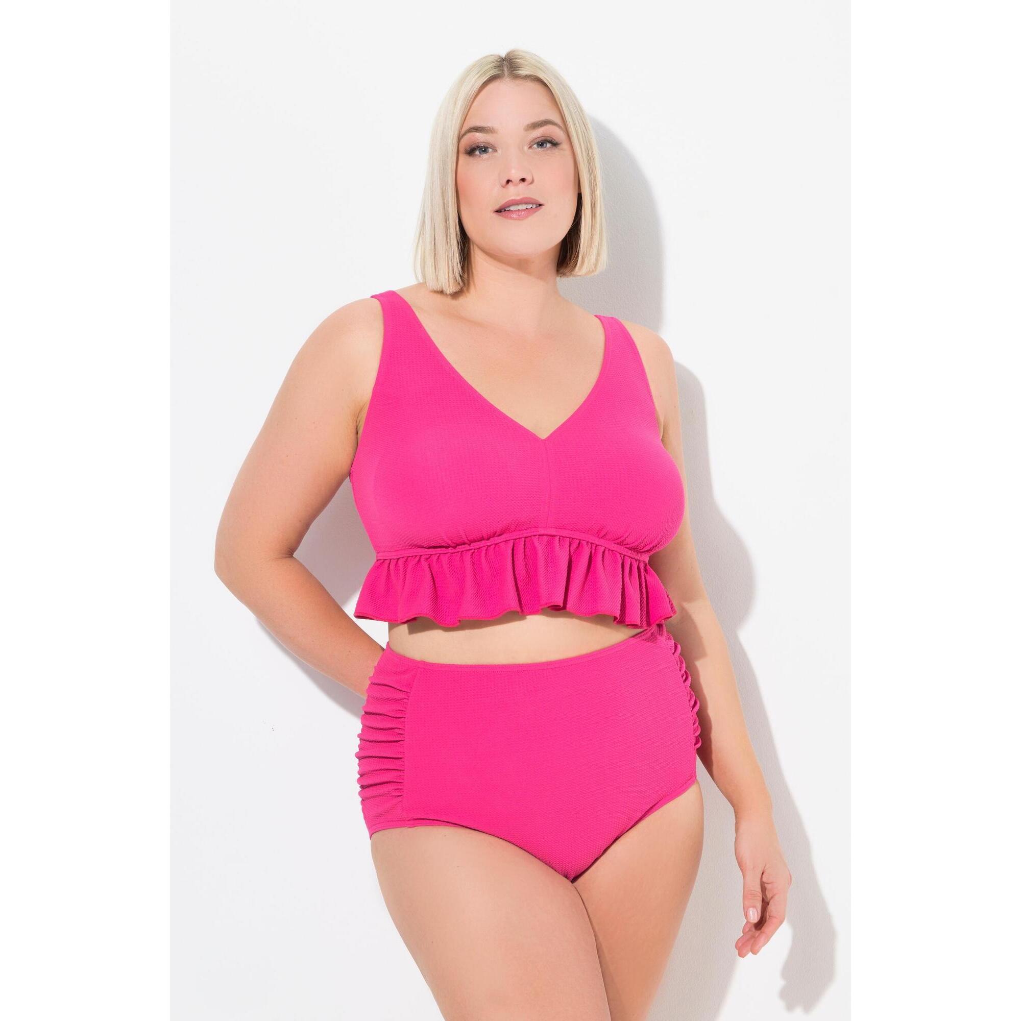 Damskie Bikini faktura falbana miękkie miseczki regulowane ramiączka