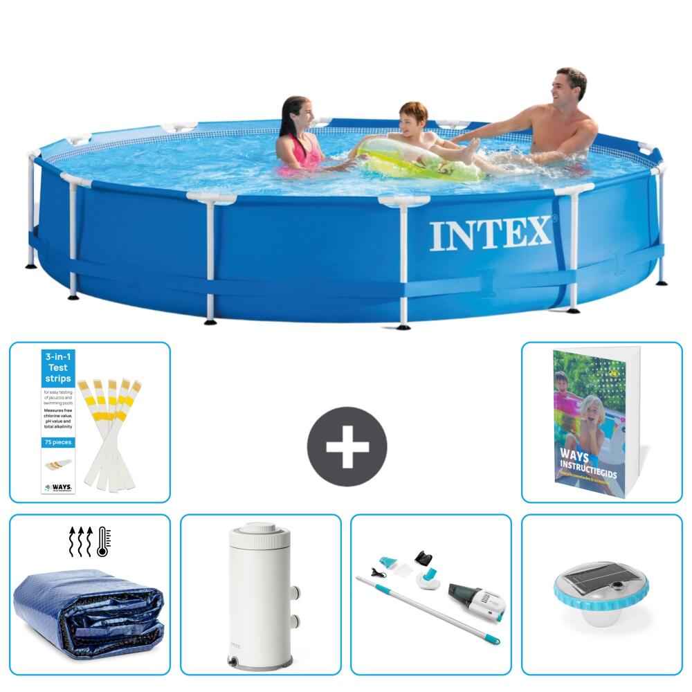 INTEX Basen ze stelażem Okrągły - 366x76 cm - 7-częściowy S30