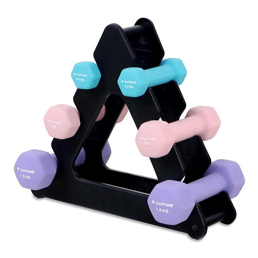Zestaw hantelek fitness Sapphire SG-210 6KG na stojaku