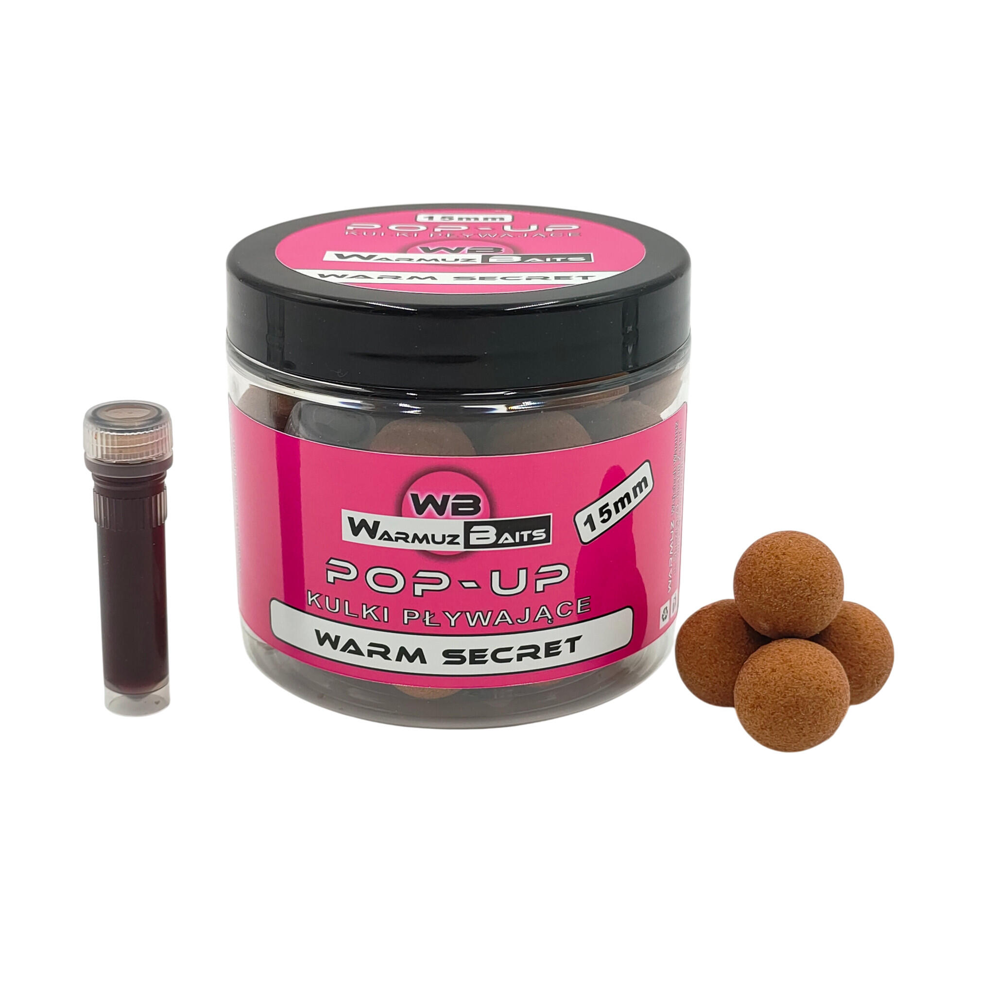 Kulki Pływające Pop Up 15mm + dopalacz Warmuz Baits 200ml WARM SECRET