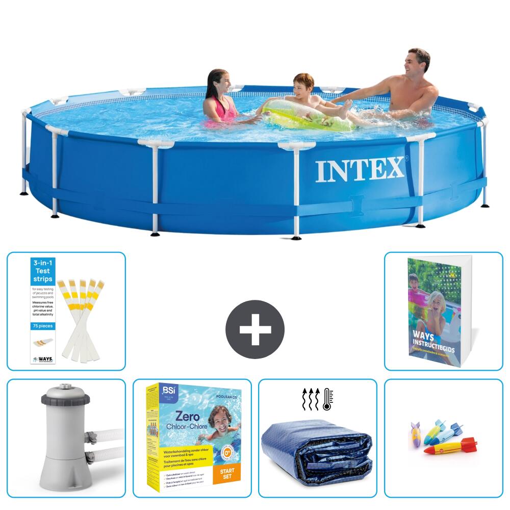 INTEX Basen ze stelażem Okrągły - 366x76 cm - 7-częściowy S181