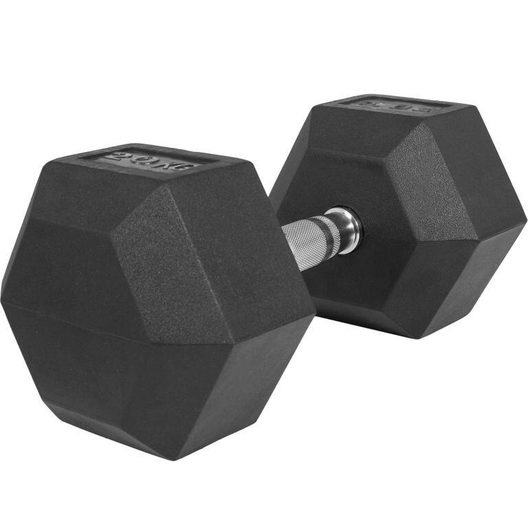 Hantla HEX 20 kg sześciokątna żeliwna gumowana Gorilla Sports