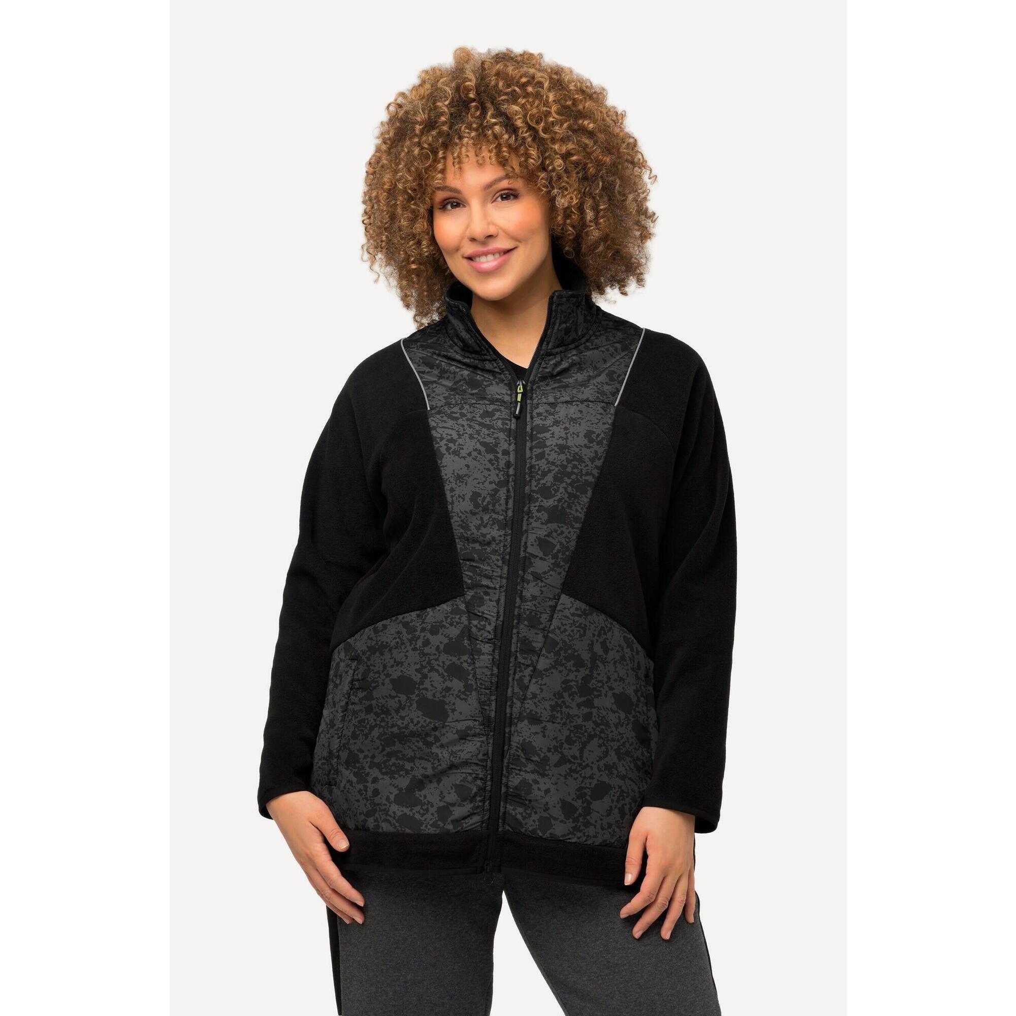 Damskie Kurtka polarowa kolorowe lamówki stójka 2-kierunkowy zamek błyskawiczny