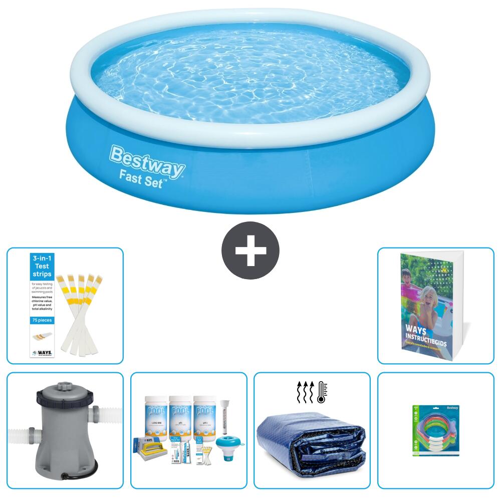 BESTWAY Basen Fast Set Okrągły - 366x76 cm - 7-częściowy S282