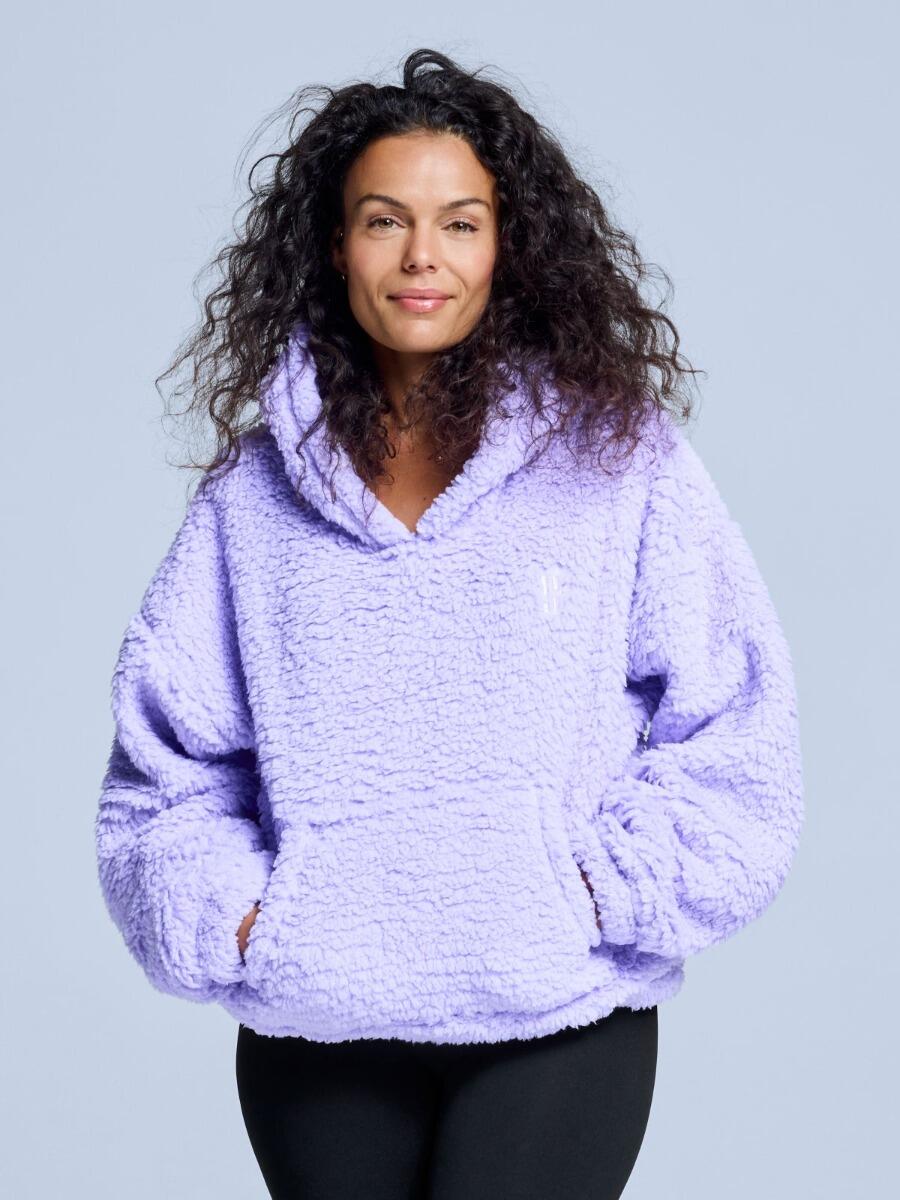 Bluza z kapturem Fluffy - damska - na cztery pory roku - Teddy - liliowa