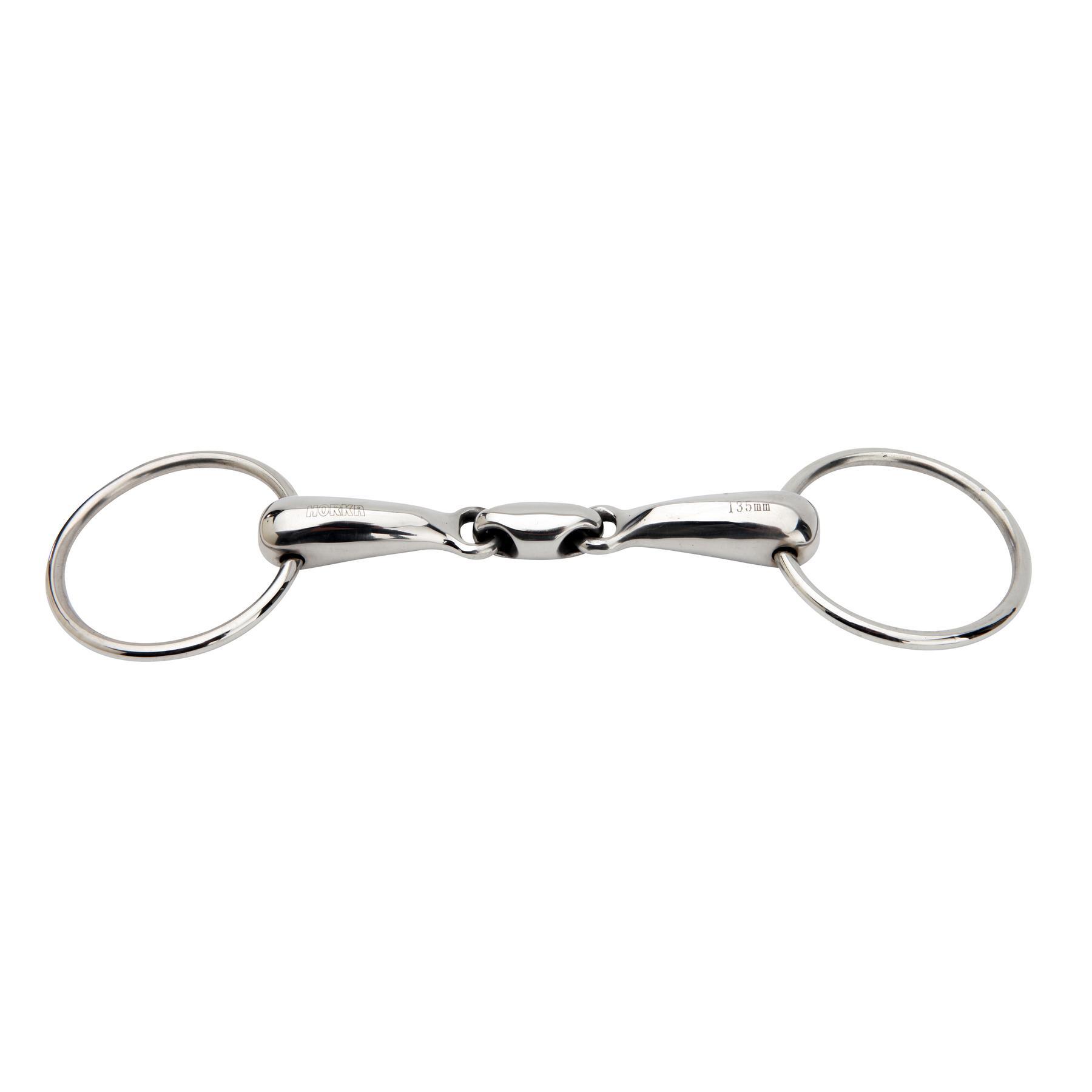 Wędzidło 2 pierścienie do konia podwójny łokieć inox HORKA