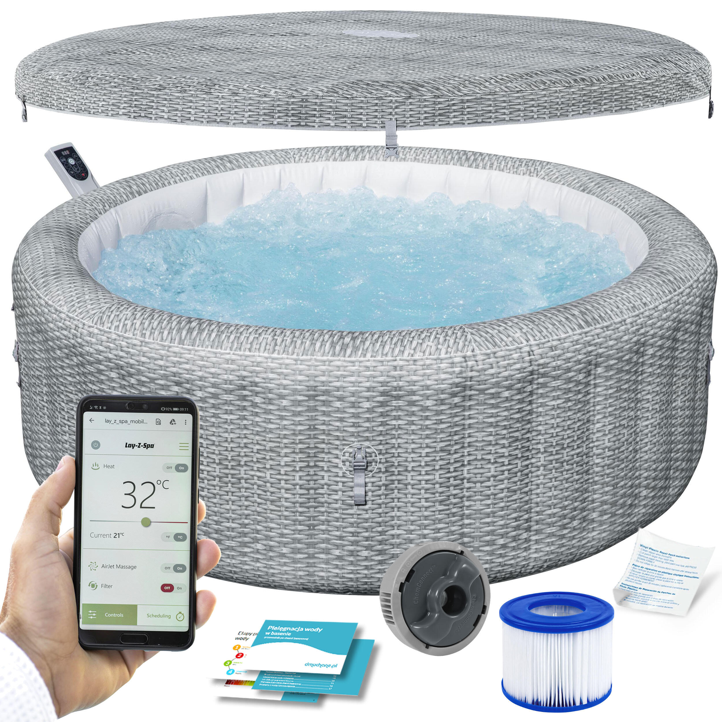 Dmuchane Lay-Z SPA ogrodowe AirJet Bali hydromasaż Bestway 6-osobowe WIFI