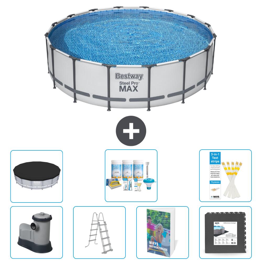 BESTWAY Basen Steel Pro MAX Okrągły - 488x122 cm - 8-częściowy S581