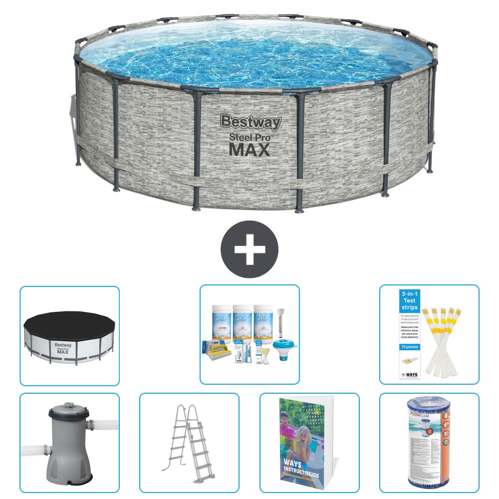 BESTWAY Basen Steel Pro MAX Okrągły - 427x122 cm - 8-częściowy S556