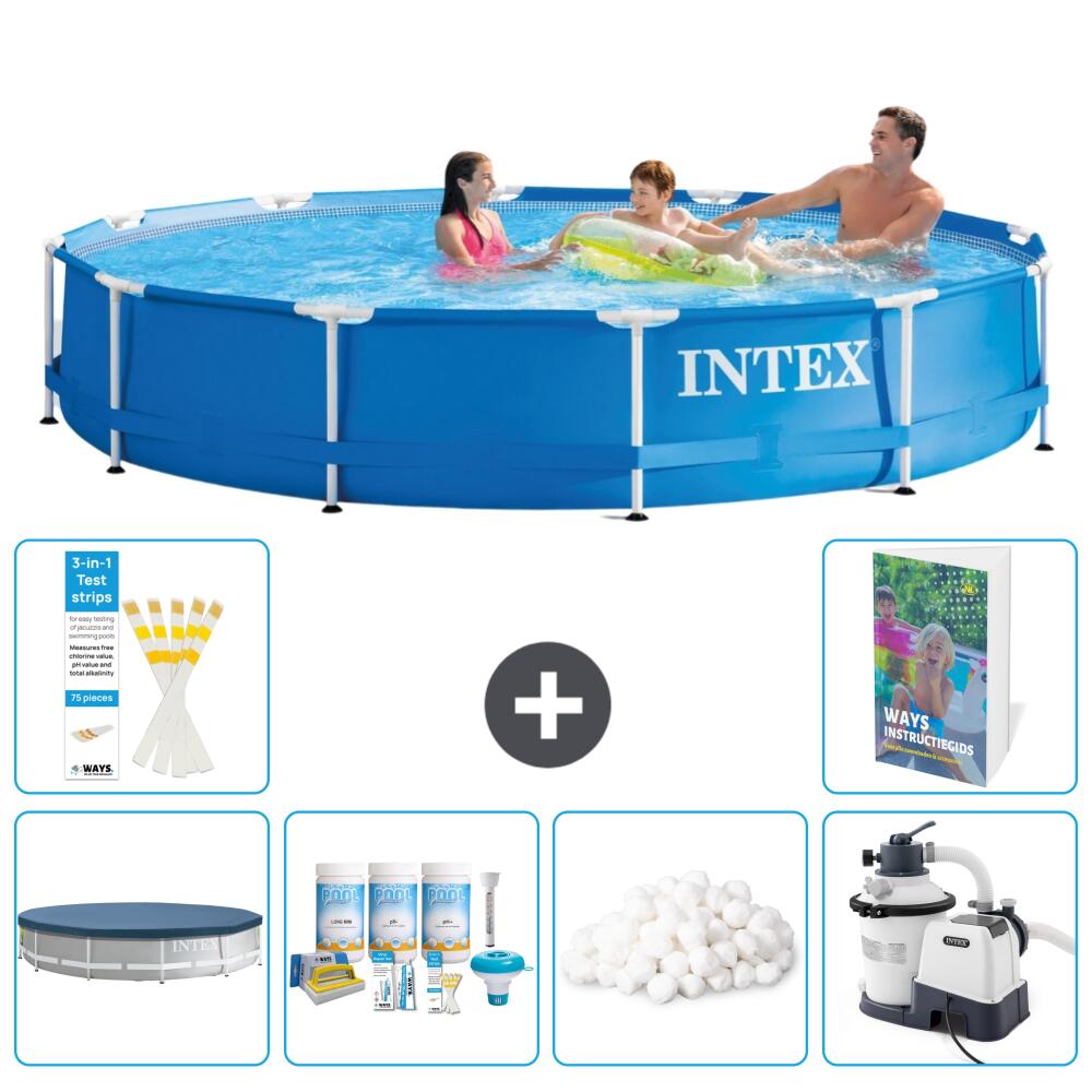 INTEX Basen ze stelażem Okrągły - 366x76 cm - 7-częściowy S15