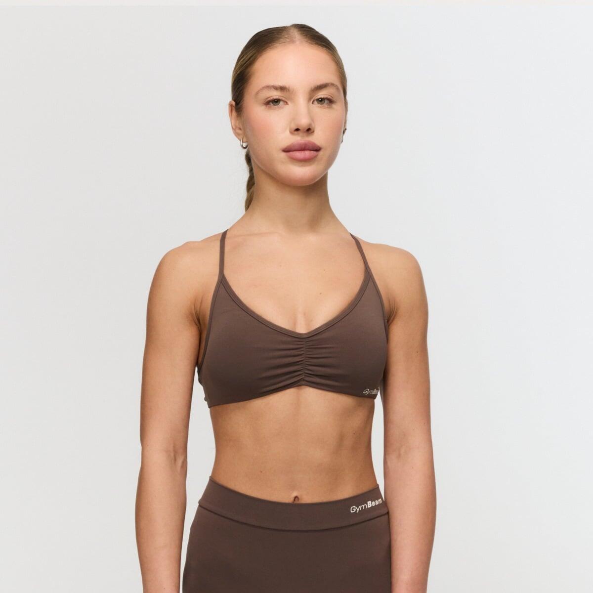 Biustonosz damski fitness ze skrzyżowanymi ramiączkami cappuccino Fierce