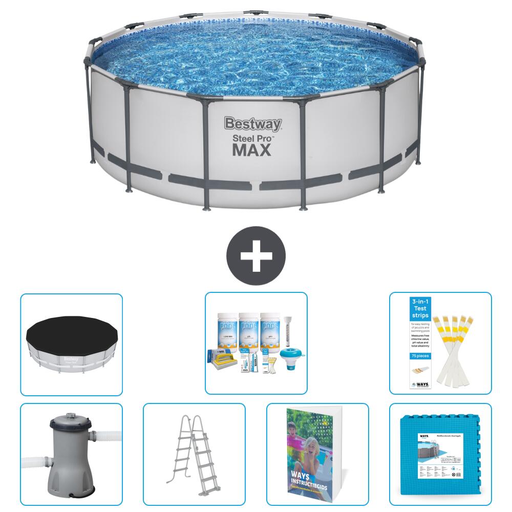 BESTWAY Basen Steel Pro MAX Okrągły - 427x84 cm - 8-częściowy S536