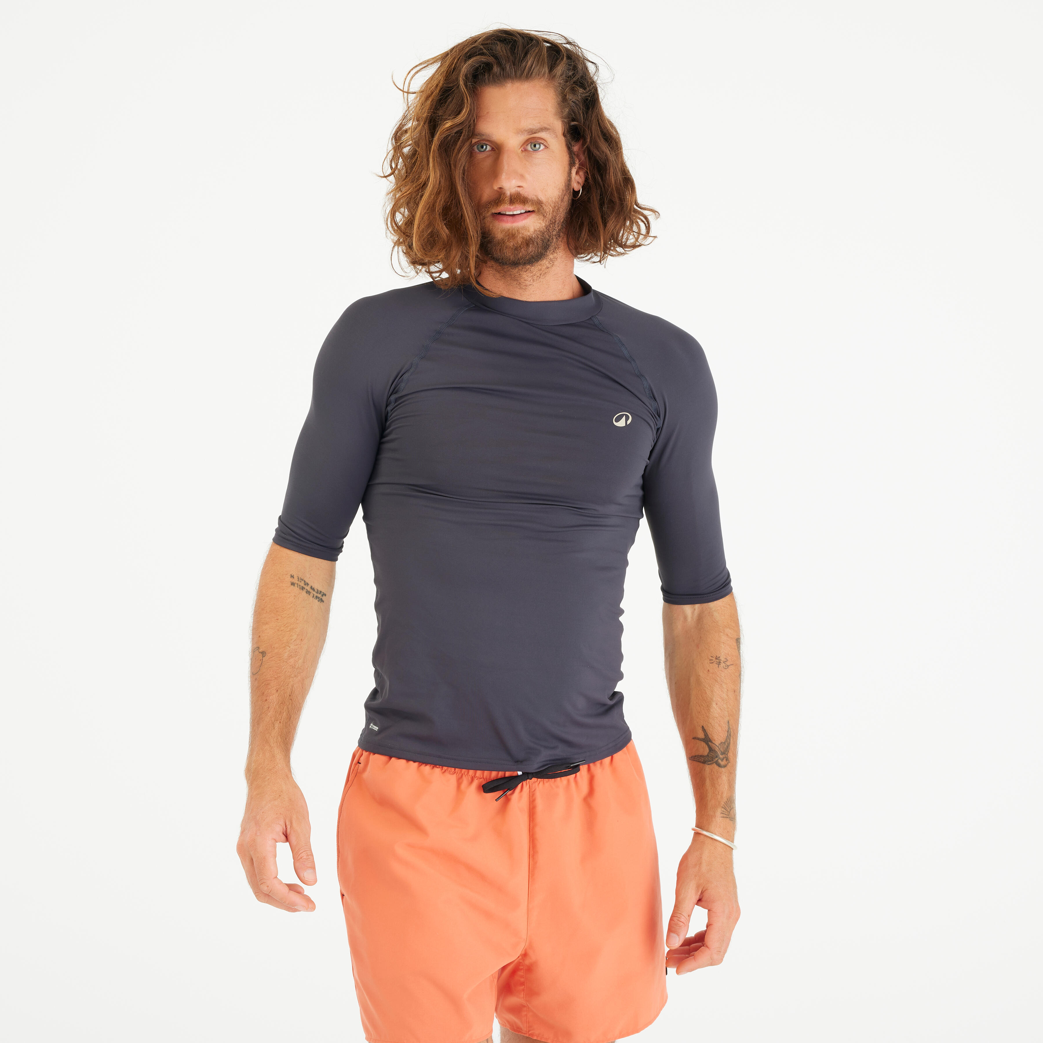 Top UV surfingowy męski Decathlon 100 krótki rękaw