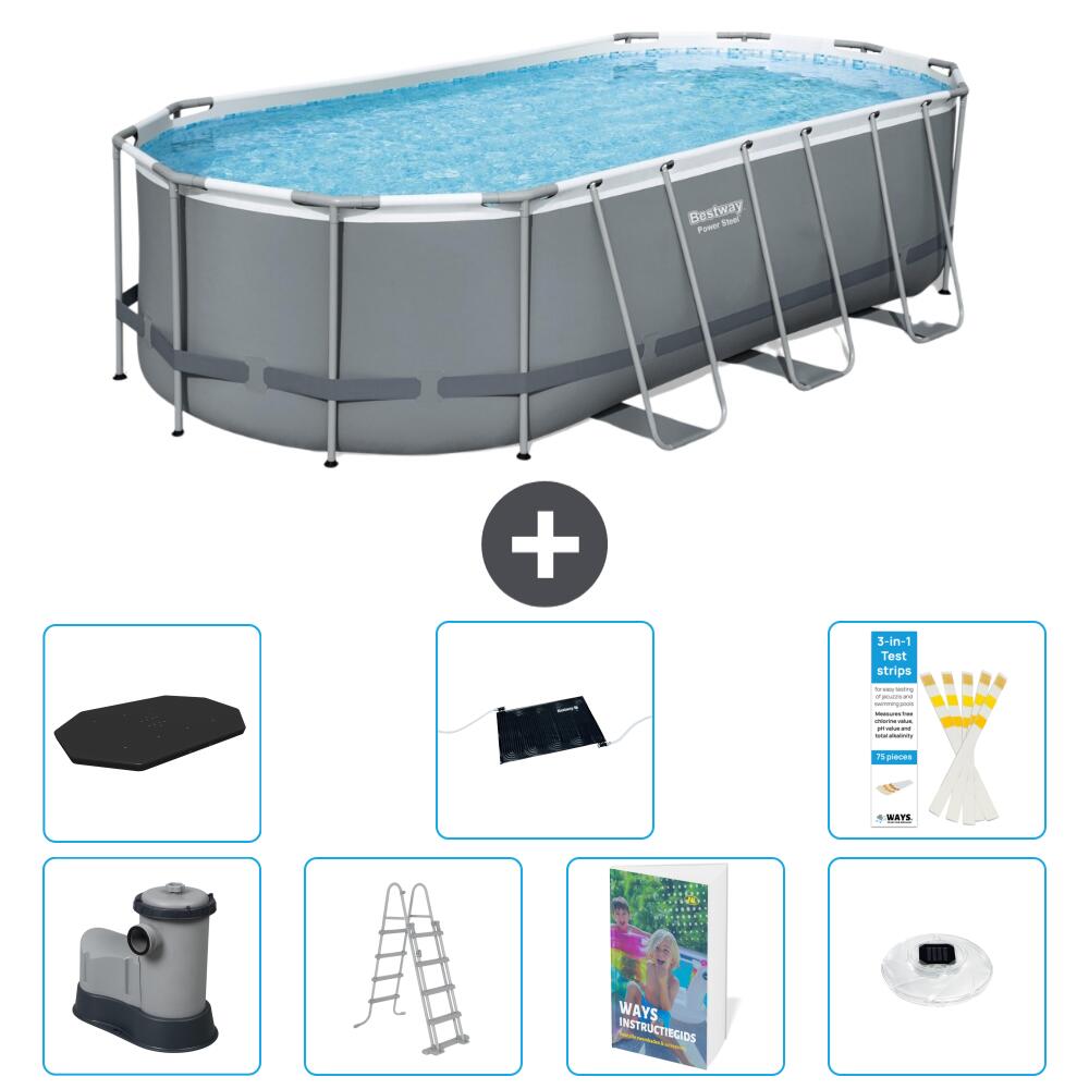 BESTWAY Basen Power Steel Owalny - 549x274x122 cm - 8-częściowy S598