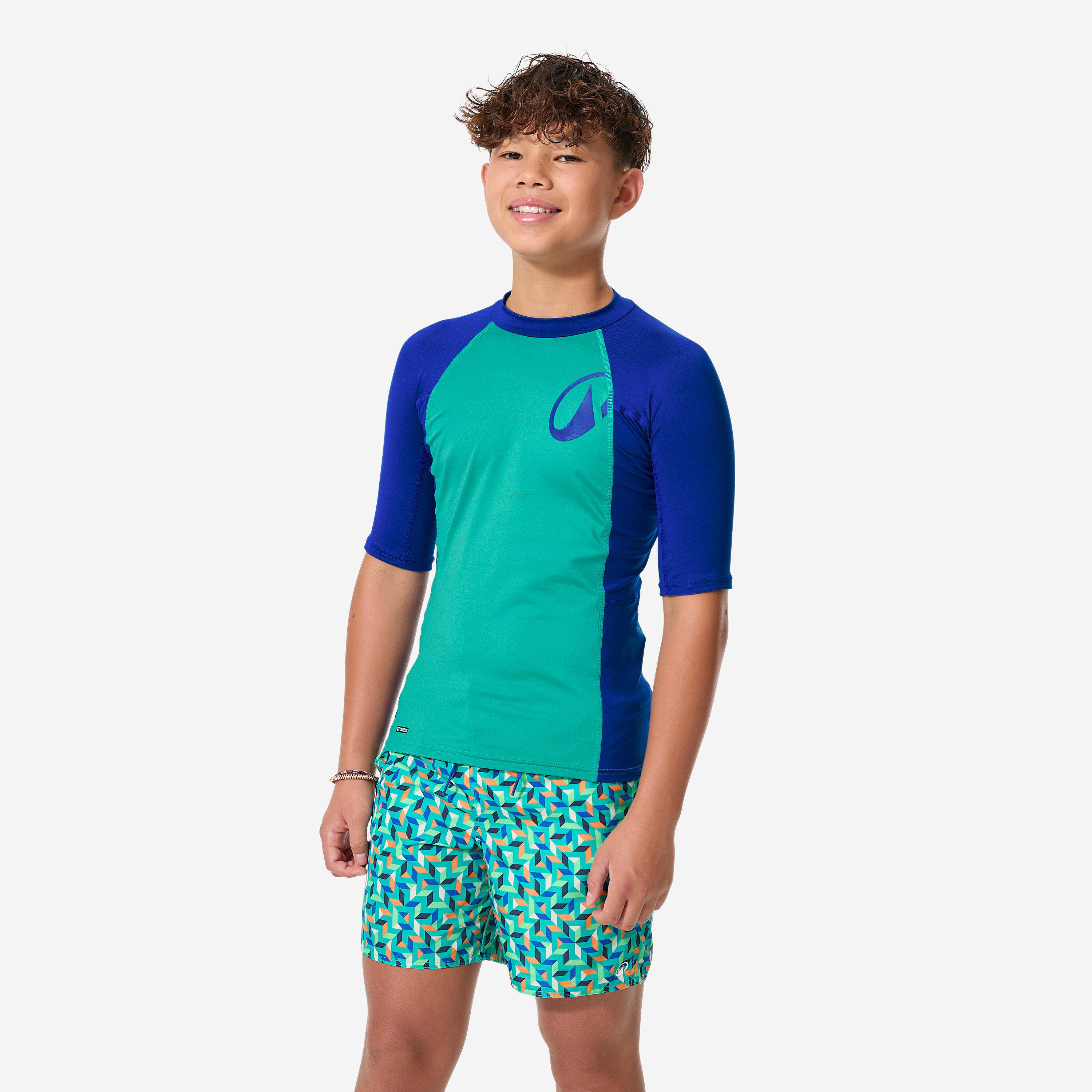 Top UV surfingowy dla dzieci Decathlon 500 krótki rękaw