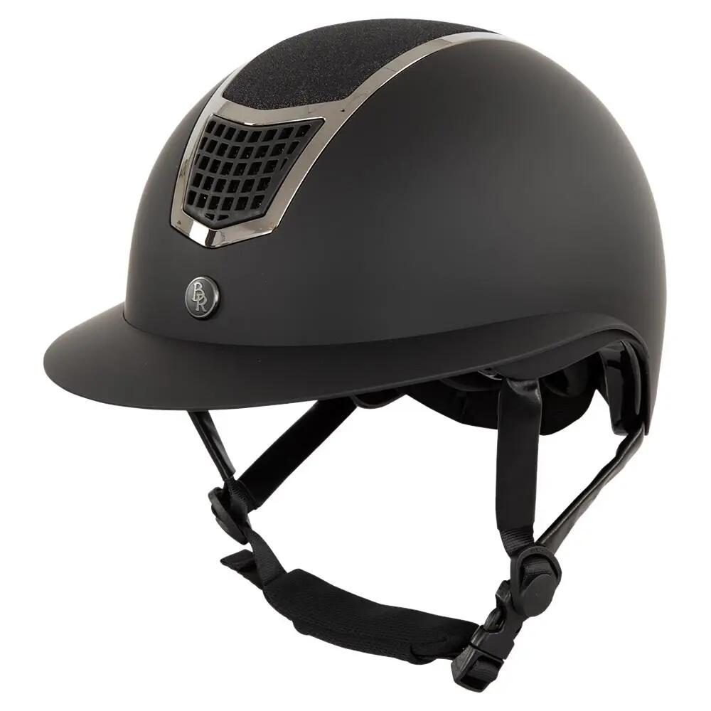 Kask jeździecki z cekinami i daszkiem polo BR Equitation Lambda Plus Glitter