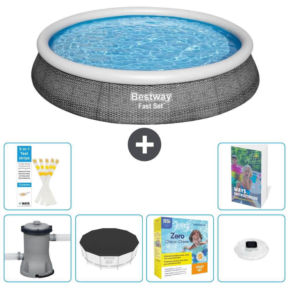 BESTWAY Basen Fast Set Okrągły - 396x84 cm - 7-częściowy S178