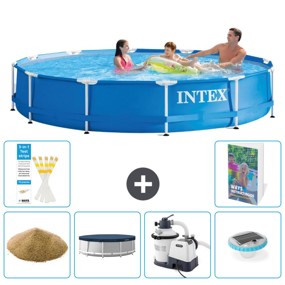 INTEX Basen ze stelażem Okrągły - 366x76 cm - 7-częściowy S56