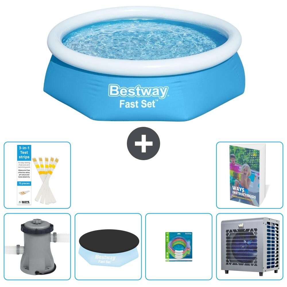 BESTWAY Basen Fast Set Okrągły - 244x61 cm - 7-częściowy S338