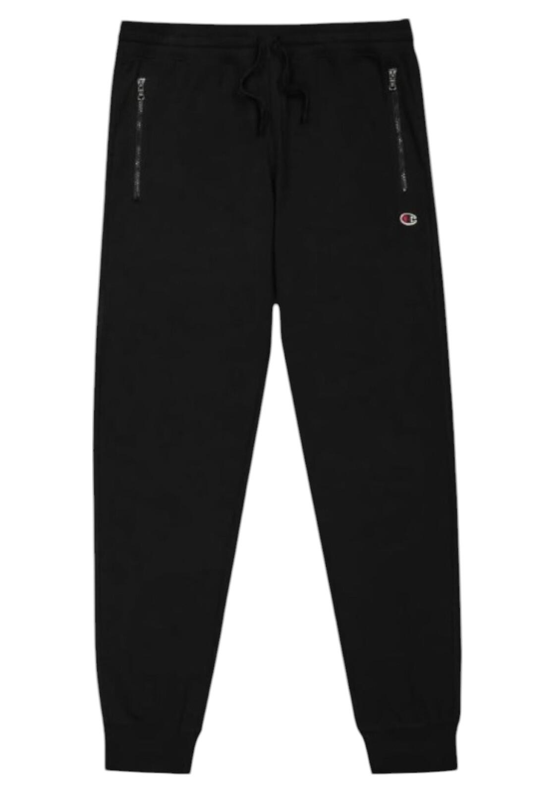 Spodnie męskie Champion Rib Cuff Pants - czarne, dopasowane, 100% bawełna