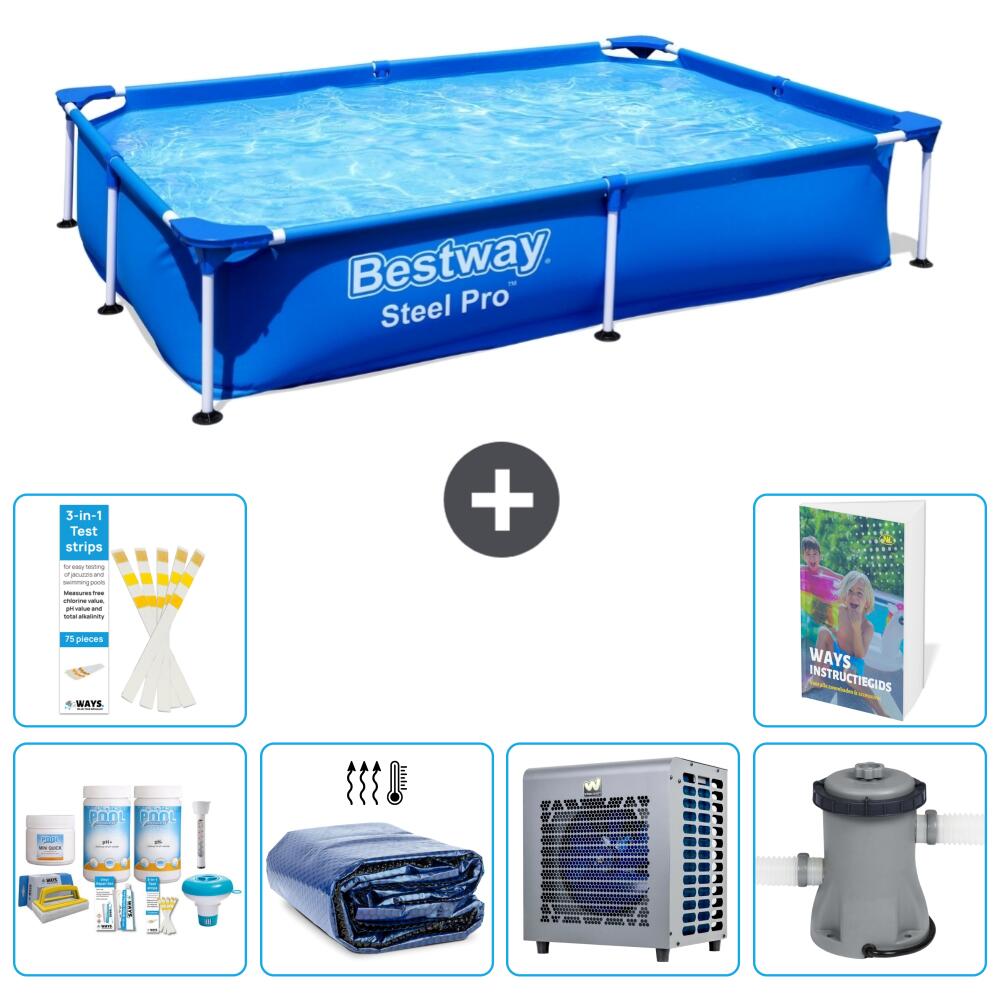 BESTWAY Basen Steel Pro Prostokątny - 221x150x43 cm - 7-częściowy S128