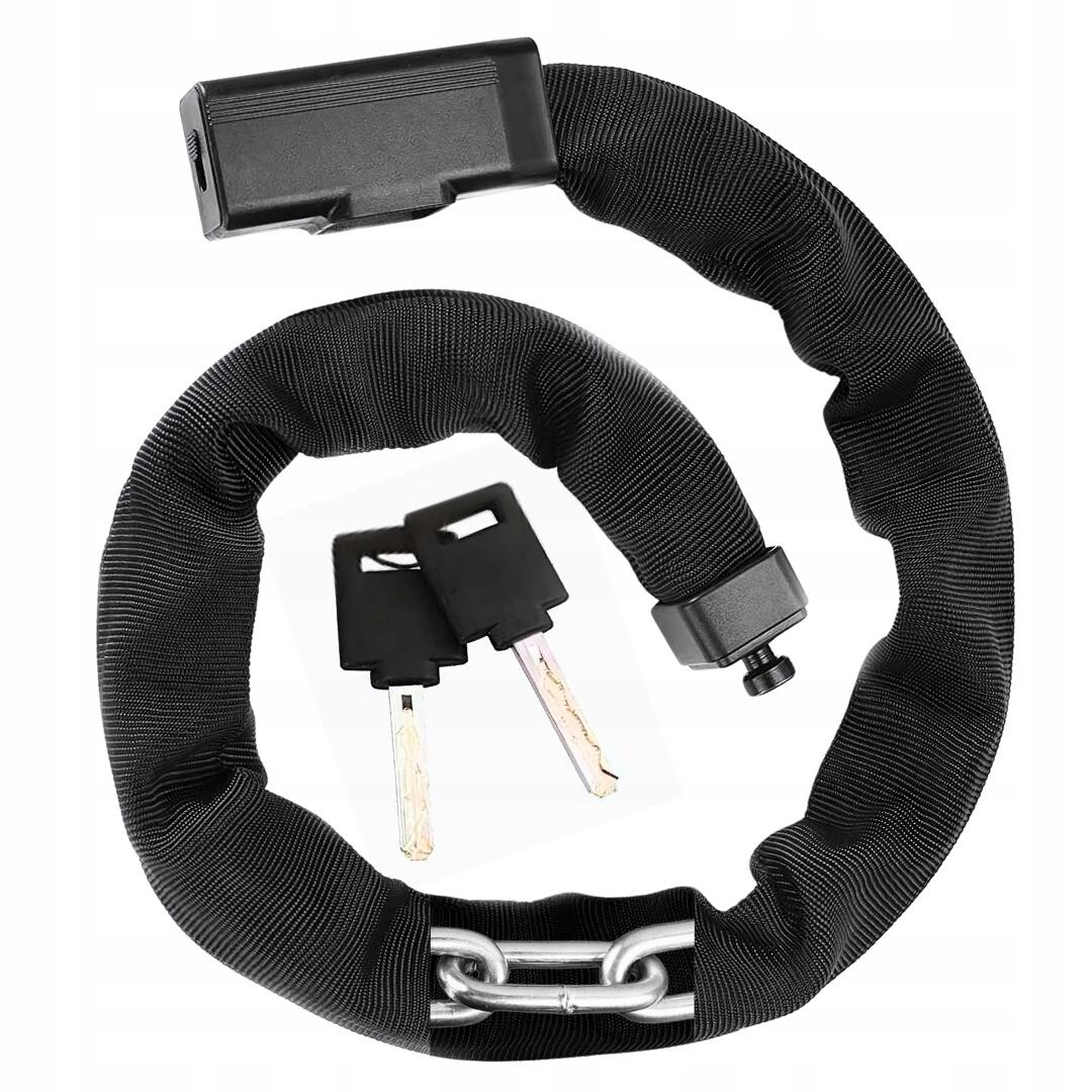 Łańcuch zabezpieczający Rockbros zapięcie rowerowe z kluczem 97 cm czarny