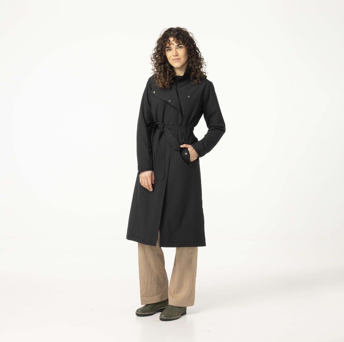 Trench Coat Long Rain Jacket Women Black