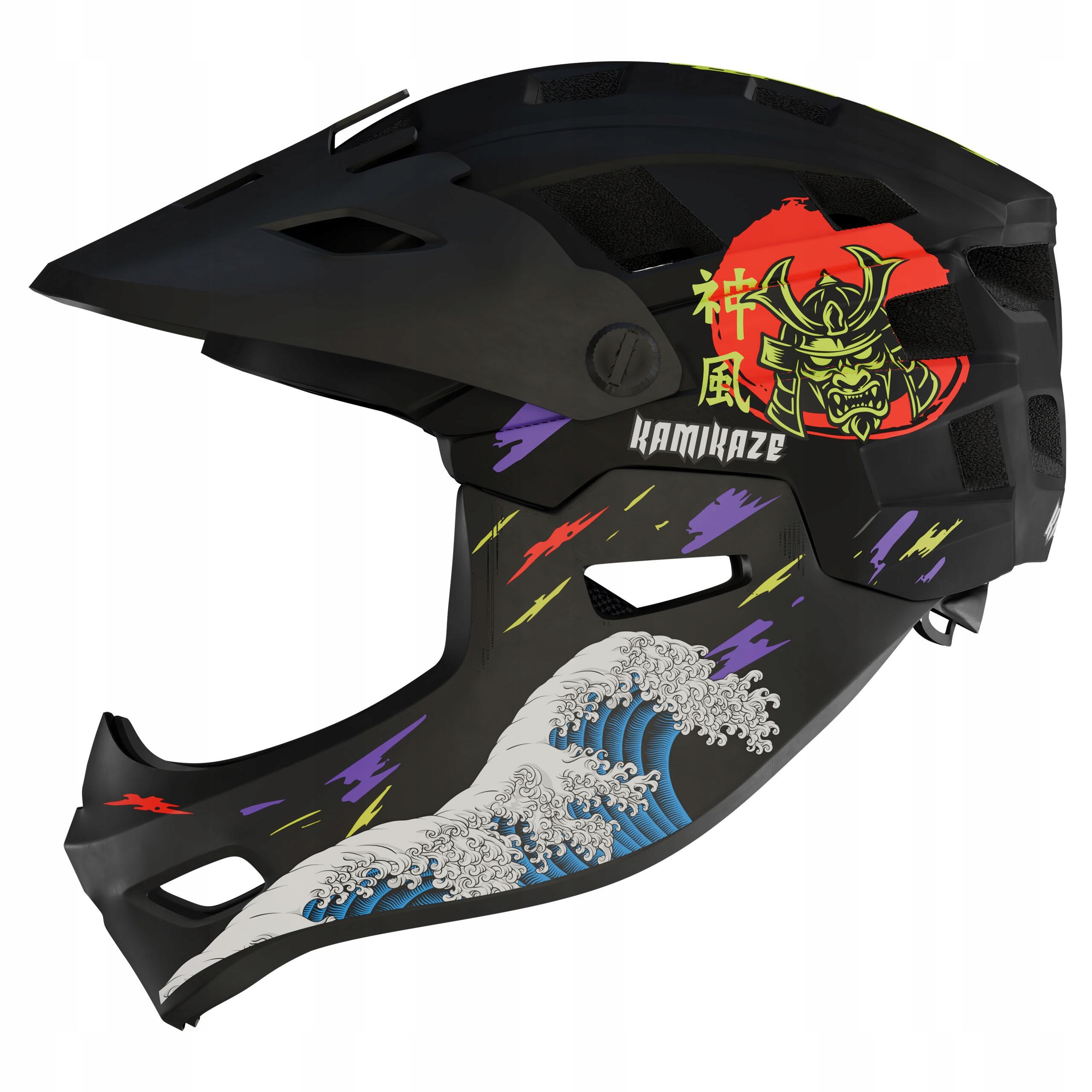 Kask szczękowy Kamikaze full face - Ronin Wave black odpinana szczęka M