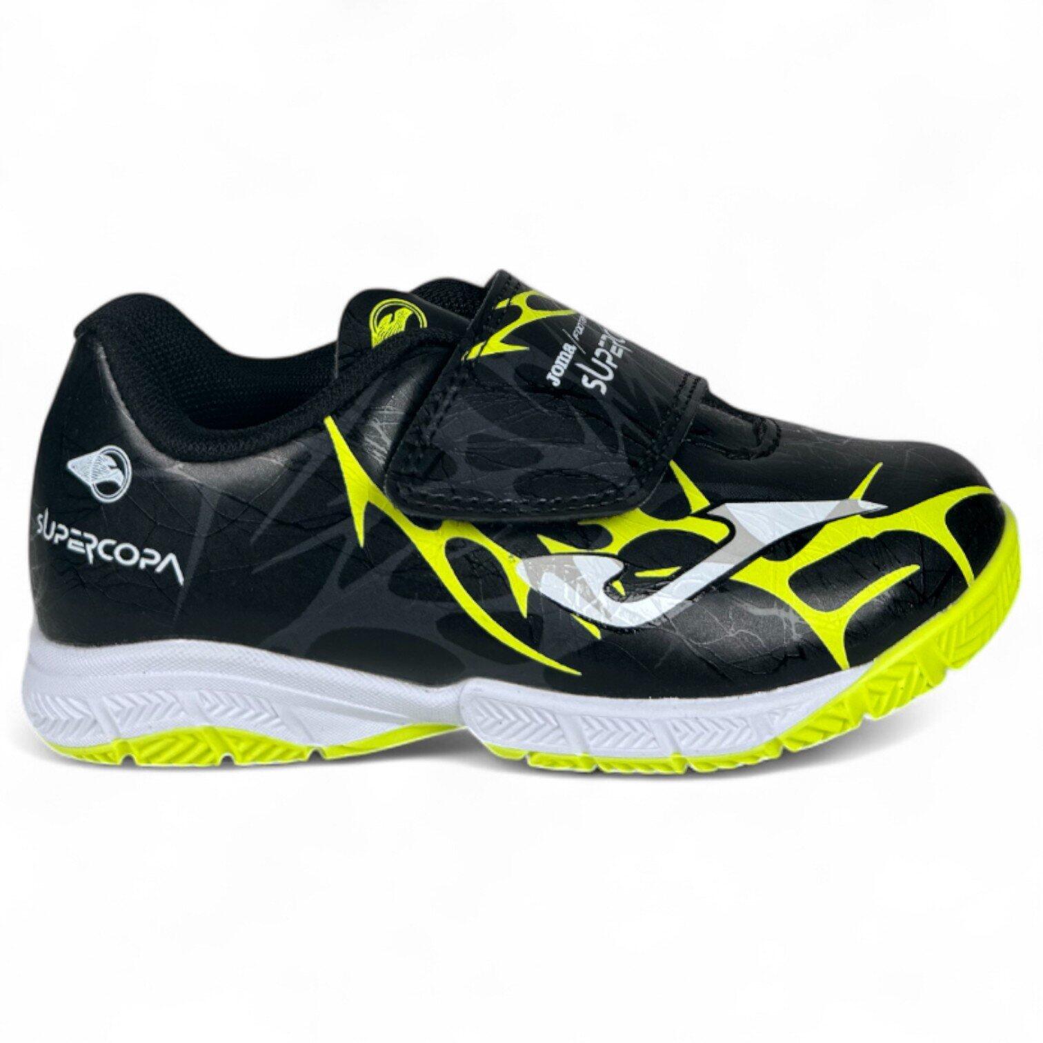 Buty piłkarskie dziecięce Joma Super Copa Jr IN black/fuor yellow