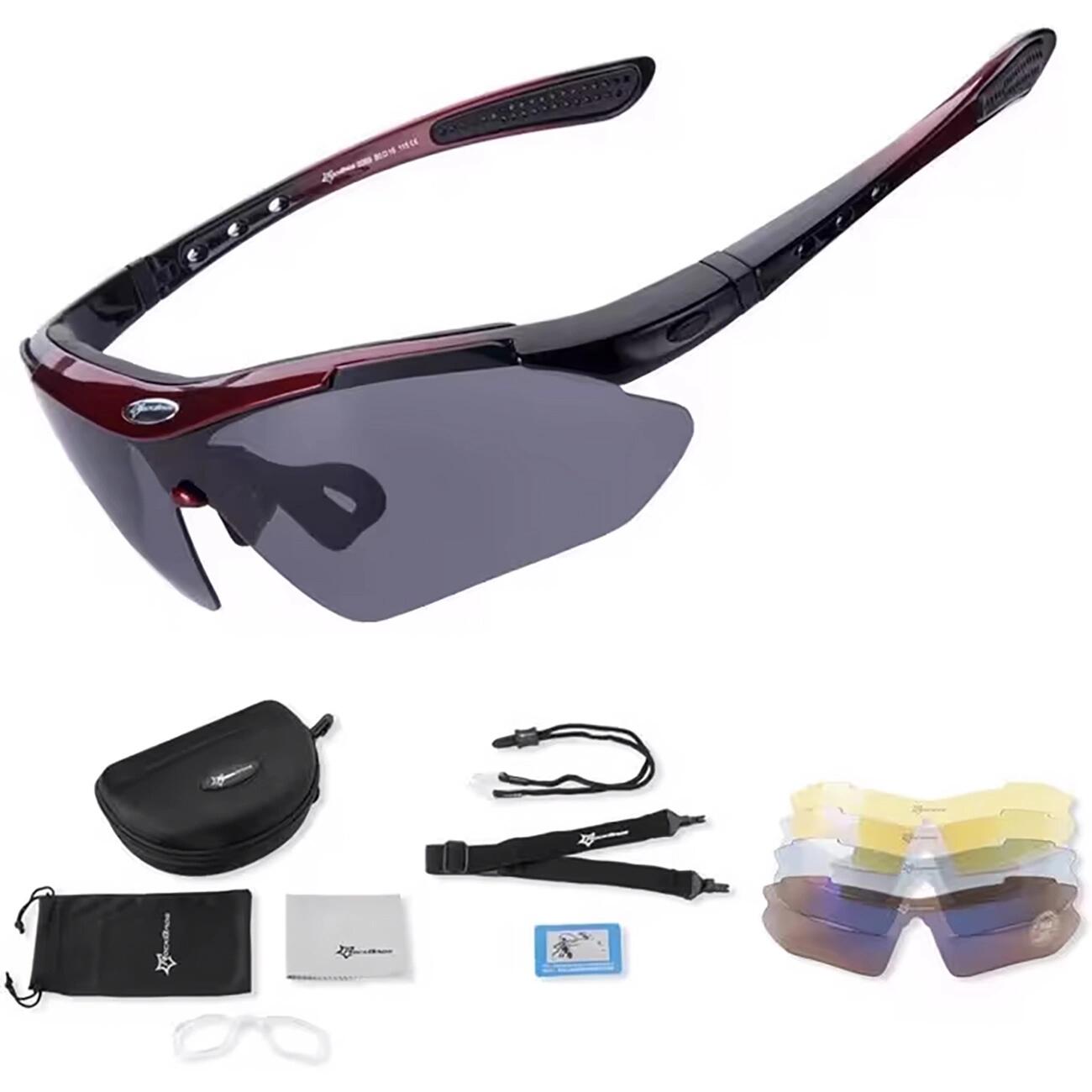 Polaryzacyjne okulary rowerowe Rockbros 10001 - Czarno-czerwone
