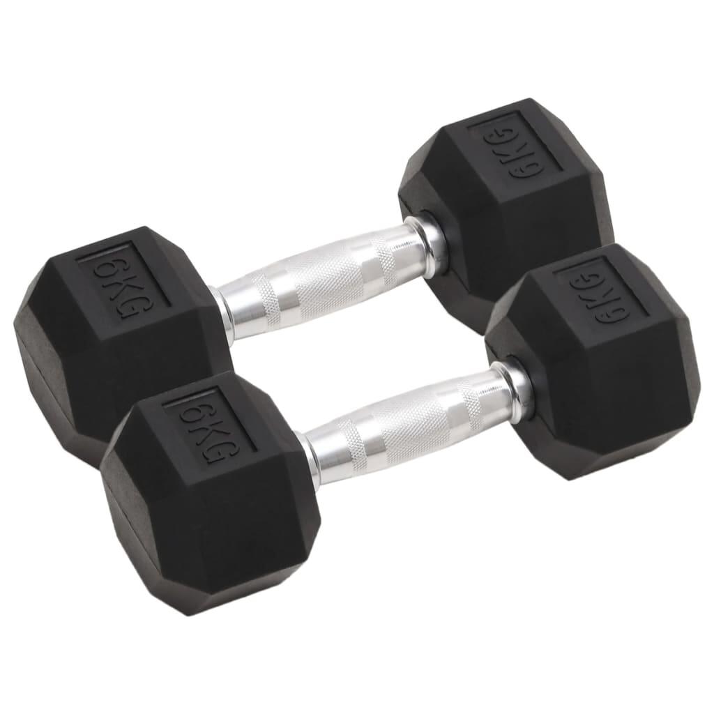 Zestaw hantli VidaXL 2 x 6 kg z powłoką gumową