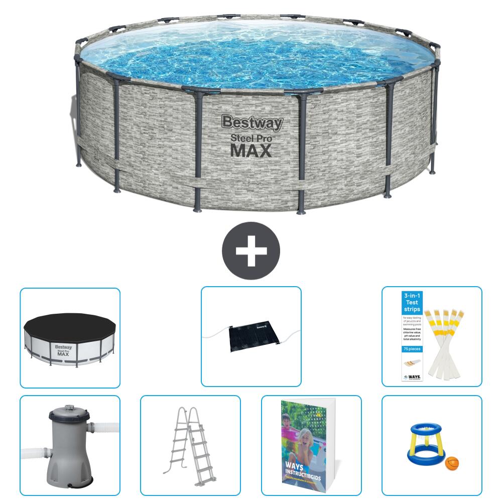 BESTWAY Basen Steel Pro MAX Okrągły - 427x122 cm - 8-częściowy S559