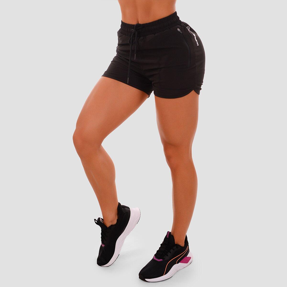 Szorty damskie fitness regular fit czarne TRN